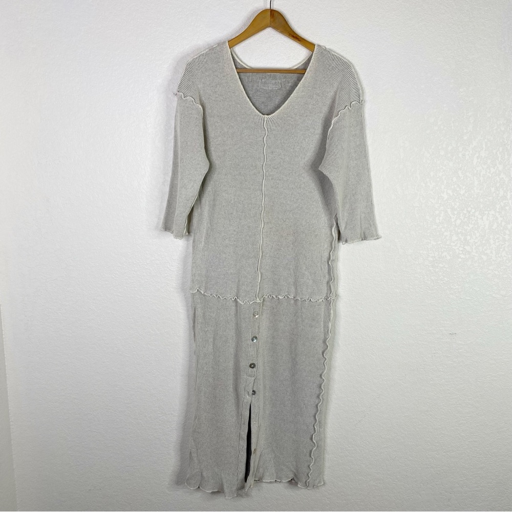 GARB Inside Outside Gray Waffle Knit Maxi Dress